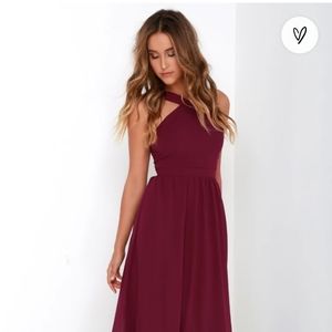 Lulu's Air of Romance Burgundy Maxi Dress